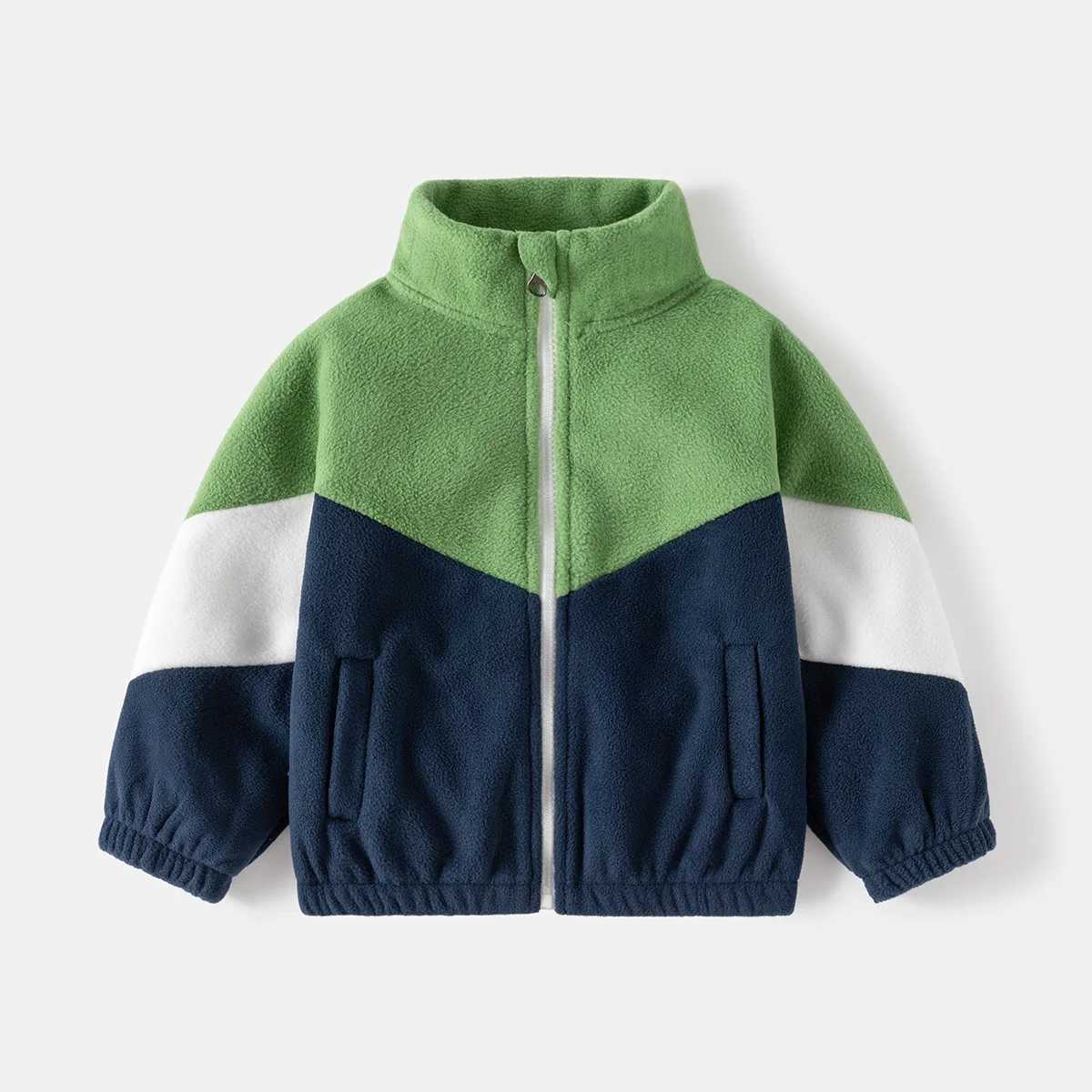 IYEAL New Autumn Winter Childrens Top Boys Thickened Color Matching Zipper Jacket M241018