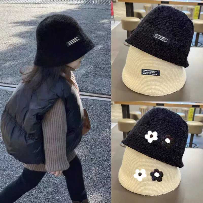 Baby Woolen Bucket Hats Autumn Winter Soft Thicken Warm Basin Caps For Boy Girl Kids Japanese Solid Color Ear Protection Bonnet LX241018