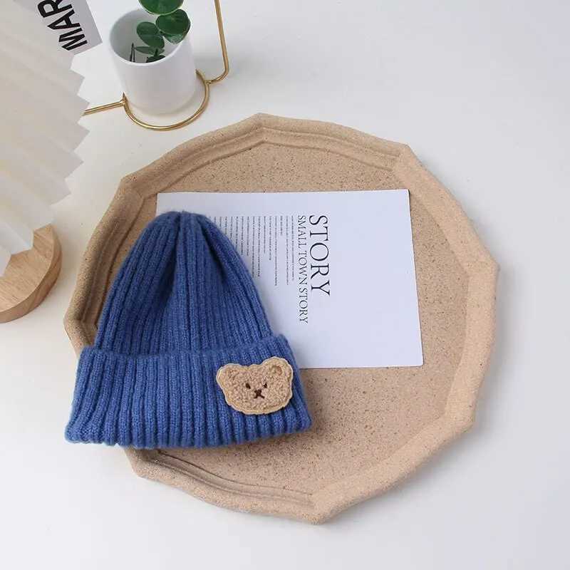 Cute Bear Baby Knit Hat Solid Color Soft Comfortable Toddler Beanies for Boy Girl Autumn Winter Warm Kids Knitted Hat LX241018