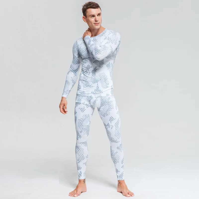 Men's Thermal Underwear Winter Suit For Men 2 Piece Men Thermal Underwear Camouflage Tracksuit Men MMA Clothing Rashgard kit Bodybuilding T-Shirt