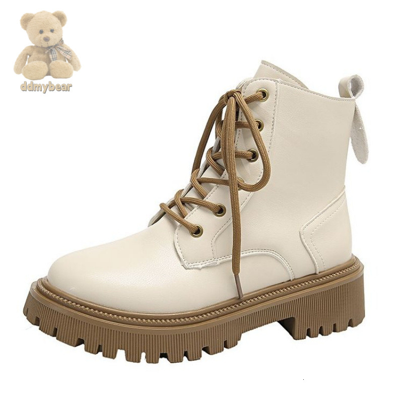 Ddmybear Thick Soled White Martin For Women In Autumn Winter 2024, New British Style And Velvet Motorcycle Short Boots, Women's Boots Chinese Bra