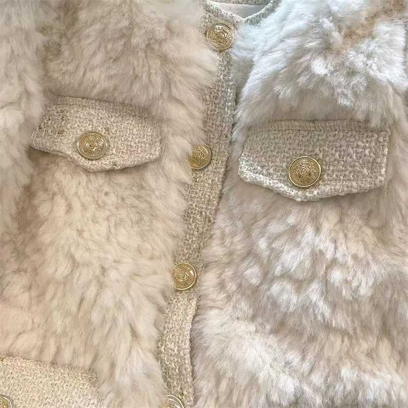 Winter Elegant Socialite Faux Fur Lamb Wool Coat For Women Autumn Gentle and Thick Sheepskin Unique Jacket TopX241018