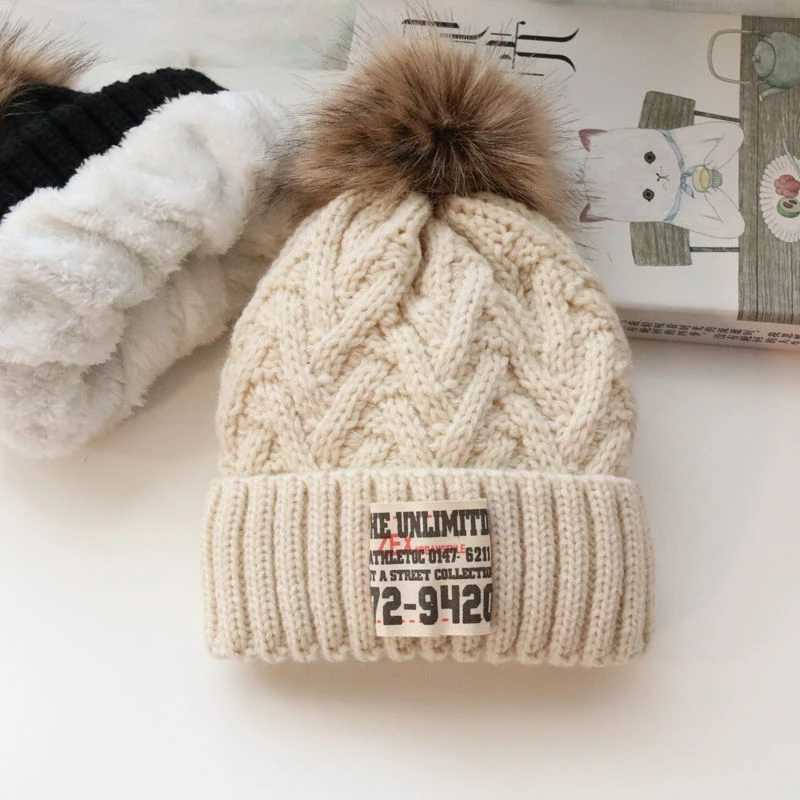Korean baby hat Autumn and winter childrens knitted hat boys and girls baby thickened with wool hat tide LX241018