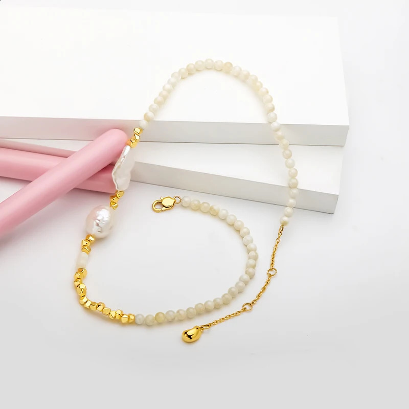 Varole Irregular Natural Pearl Necklace Womens Gold Womens Natural Stone Long Necklace Fashion Jewelry 241018