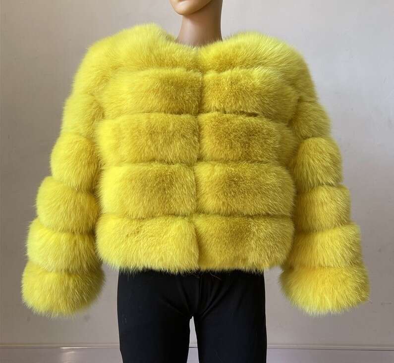 Fur fox imitation Womens short long sleeved artificial fur coat