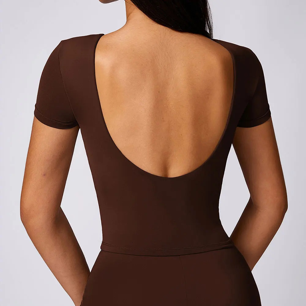 Summer Yoga Short sleeve Women Tight Fitting Beautiful Back Top Gym Running Workout Fitness Quick Dry Breathable Sport T Shirts 241018