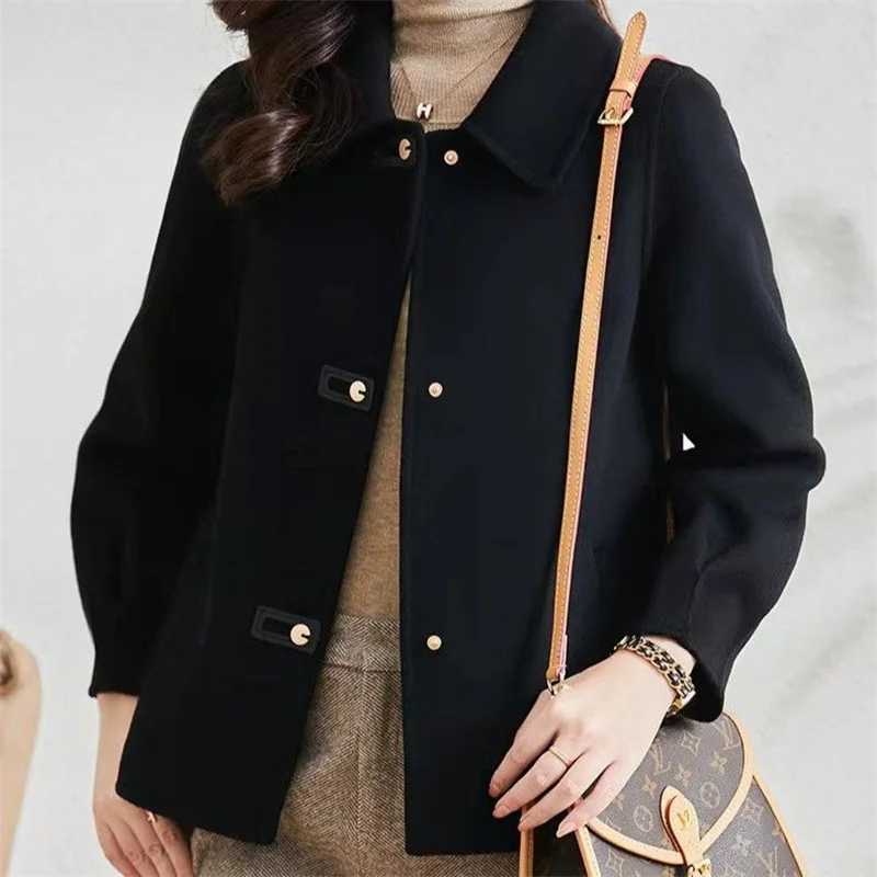 Women Woolen Coat Autumn Winter 2024 New Fashion Leisure Loose Double-Sided Cashmere Wool Coat Female Jackets Overcoat Tops 5XLX241009