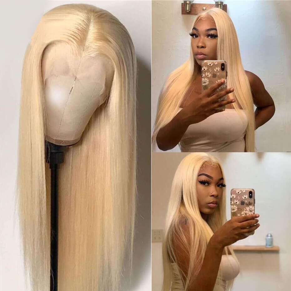 HD Straight Blonde Lace Frontal Wig x Transparent Human Hair Wigs For Women Density Front Colored s