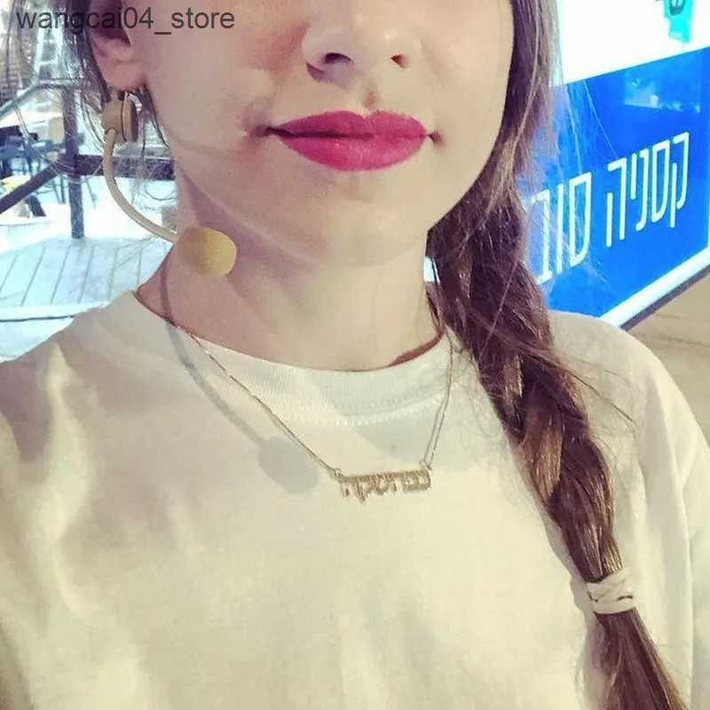 Chokers Customized Je Name Necklace Womens Personalized Hebrew Letter Stainless Steel Chain Necklace Gothic Custom Jewelry L240910