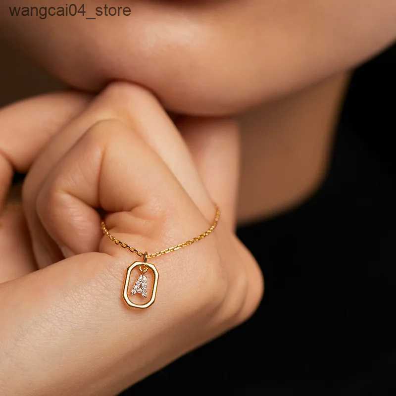 Chokers New 925 sterling silver betting necklace initial necklace A-Z letter necklace chain birthday gift womens fashion jewelry L240910