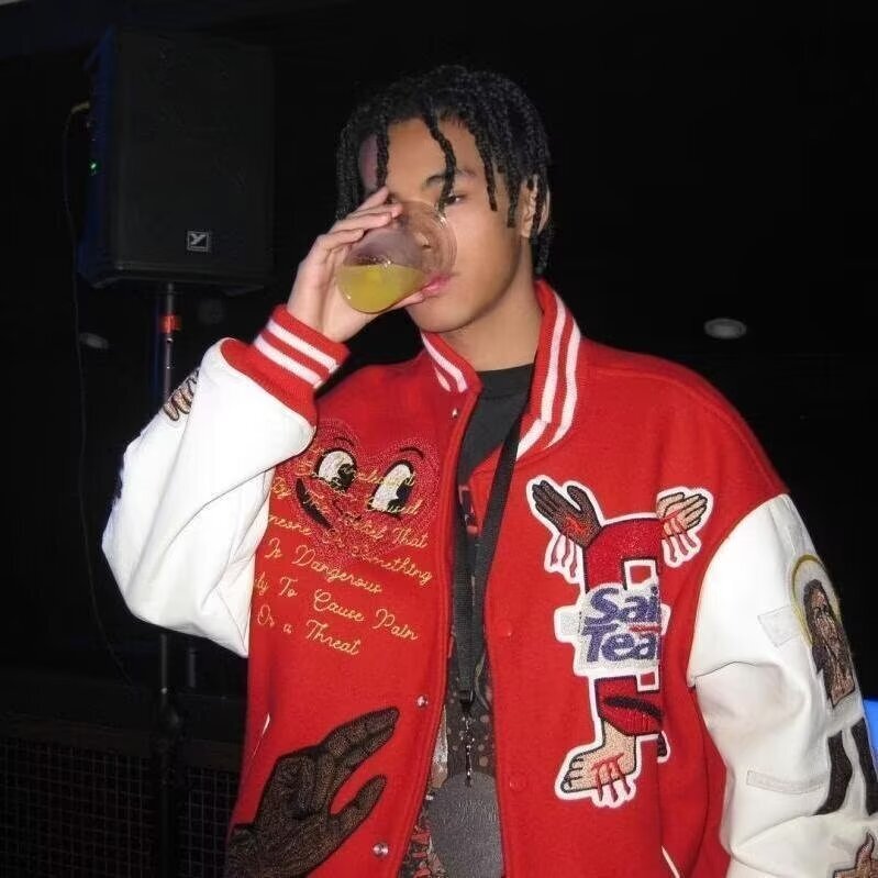 Y2k American Uniform Coat Loose Red Embroidery High Quality Men Casual Spring Women Baseball Jacket