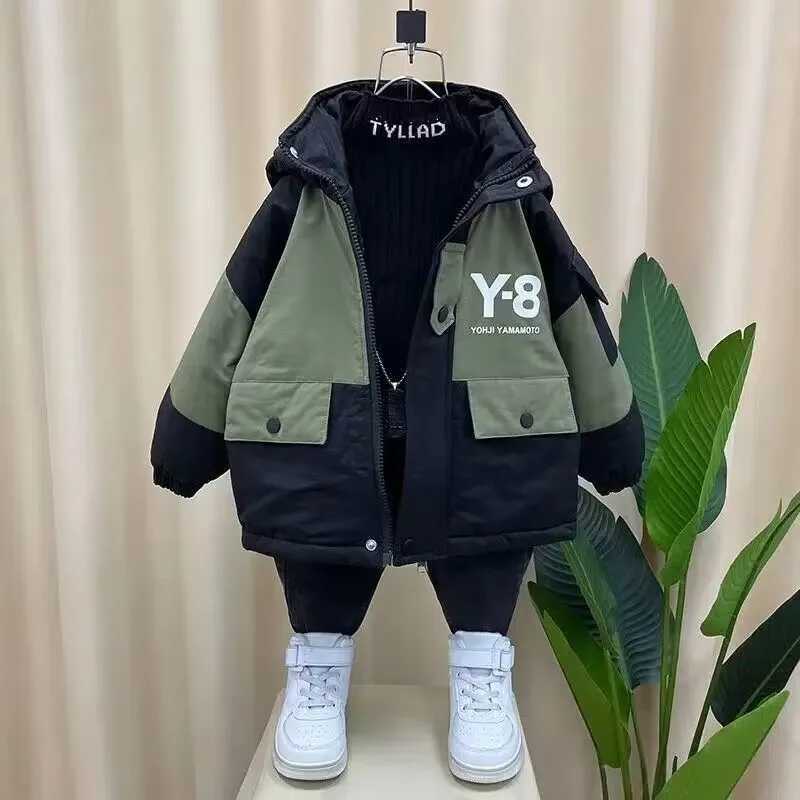 Boys Cotton Coat Autumn/Winter New Childrens Winter Clothing Cotton Jacket Childrens Winter Hooded Thickened Park M241018