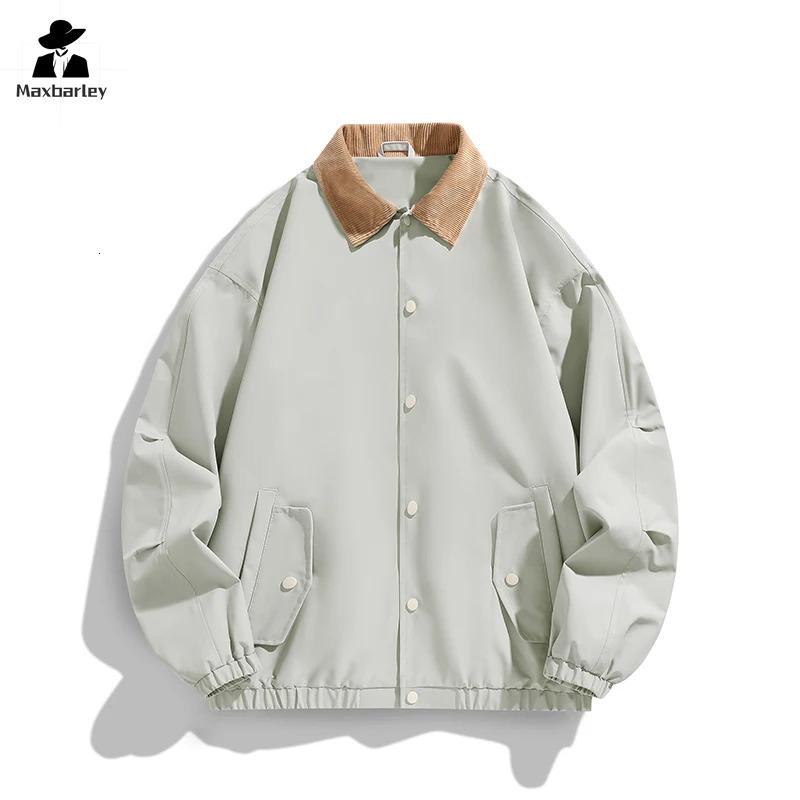 Autumn Style Jacket Mens American Retro Corduroy Lapel Baseball Suit Coat Harajuku Windproof Boxing 241018
