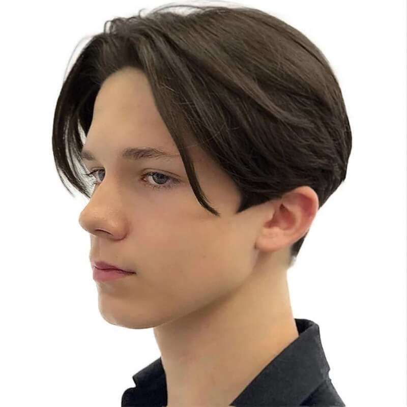 Men's Fluffy Hoodie With Middle Split Bangs, Short Hair Mechanism, Synthetic Fiber Wig