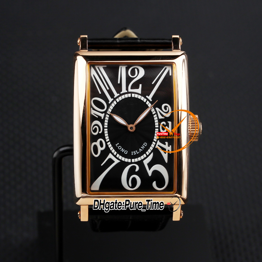 New Long Island Classique 1200 SC REL A2813 Automatic Mens Watch Black Dial Big Number Markers Rose Gold Case Leather Strap 36mm Gents Watches Pure_Time Z40b