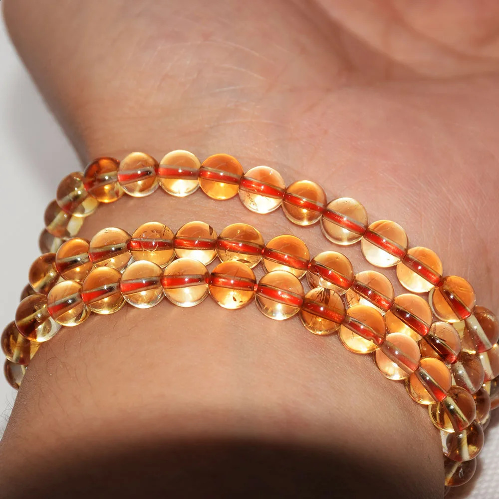 Yellow crystal stone bead bracelet womens natural lemon gemstone gift wholesale girls round jewelry 3 sets round 1 piece 241017