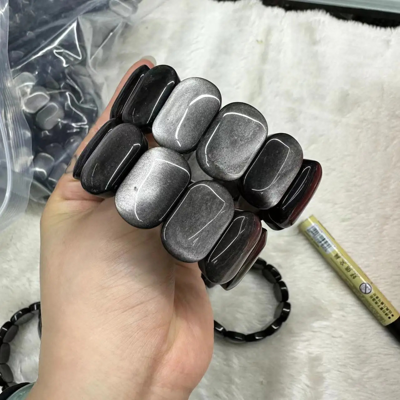 Natural silver obsidian bracelet crystal spiritual therapy high-quality gemstones fashion jewelry Christmas gift wholesale 241017
