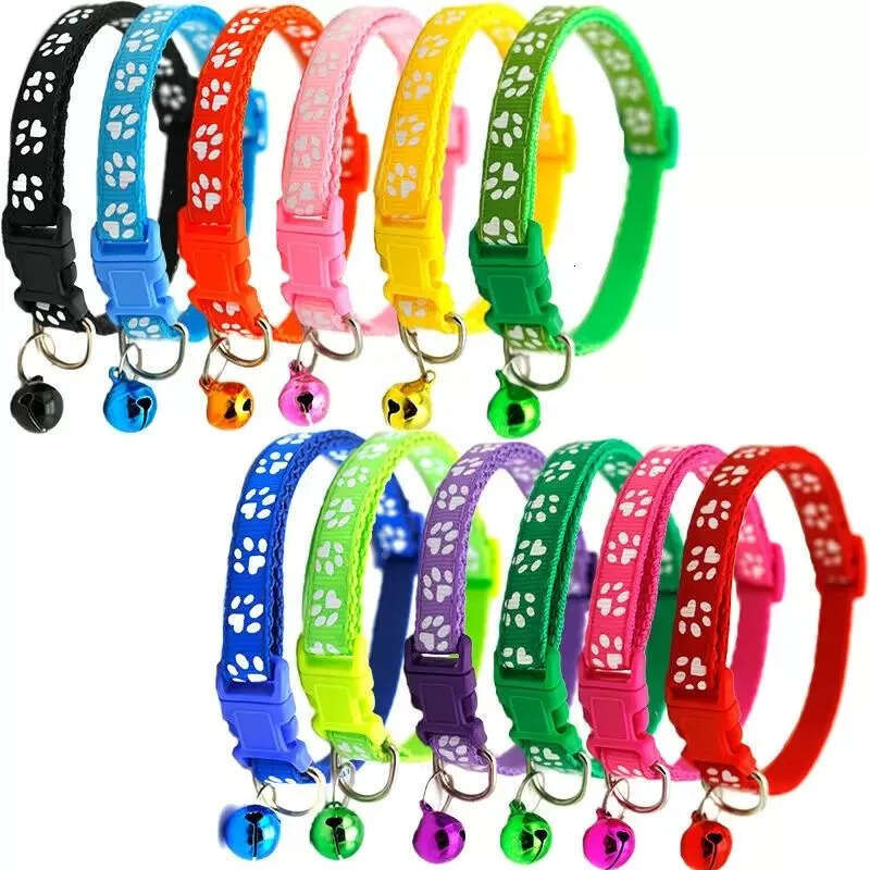 Patch Pet Footprint Dog Collars 1.0 Collar Cat Single With Bell Easy To Find Leashes Length 19-32Cm