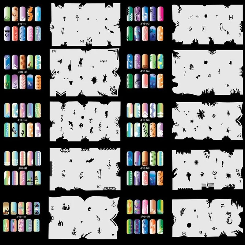 OPHIR 200 s Airbrush Nail Stencil Airbrushing Template Sheet Stencils for Airbrush Nail Art Paint Nail Tools _JFH8-JFH11 241017