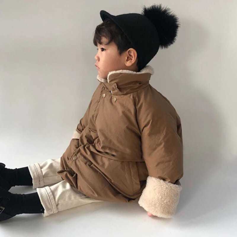 Boys outerwear cotton jacket long warm and velvet thick winter childrens clothing M241018