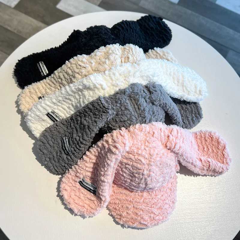 Cute Long Rabbit Big Ear Baseball Cap Sweet Girls Winter Plush Warm Hat y2K Student Adjustable Hip Hop Caps For Party CosplayX241018