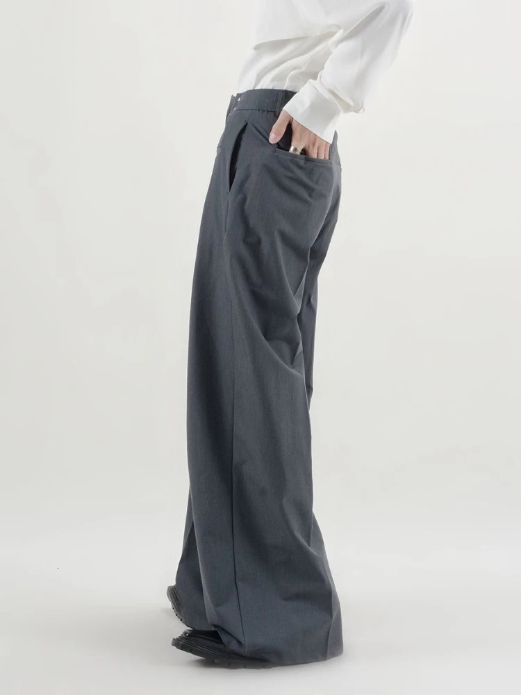 Pants Men Fashion Casual Solid High Street Simple Hiphop Wide Leg Trousers Allmatch Korean Style Loose Temperament College 241018