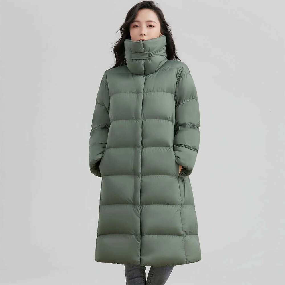 2024 New Winter Women White Duck Down Jackets Fashion Slim Long Warm Ski Coats
