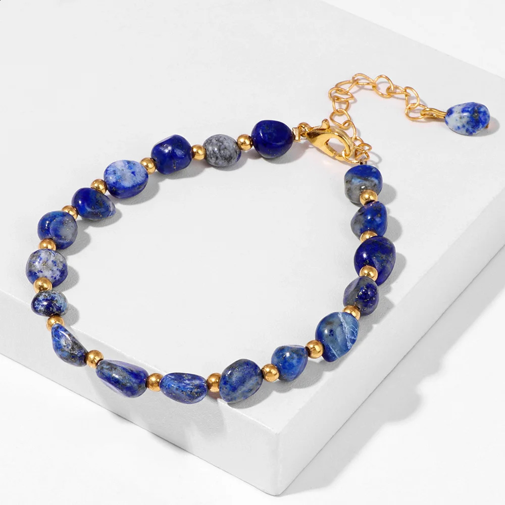 Irregular lapis lazuli bracelet handmade natural stone amethyst quartz bead bracelet adjustable mens jewelry 241018