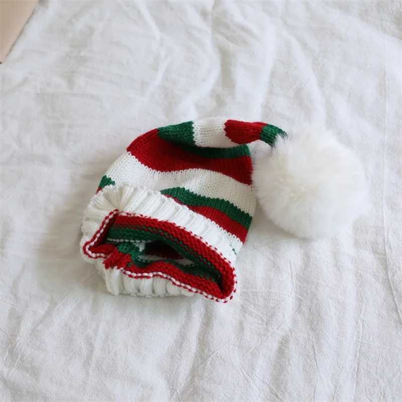 Suefunskry Christmas Knitting Hat Winter Warm Striped Beanie Cap Cold Weather Pom Hat for Kids and Adults LX241018