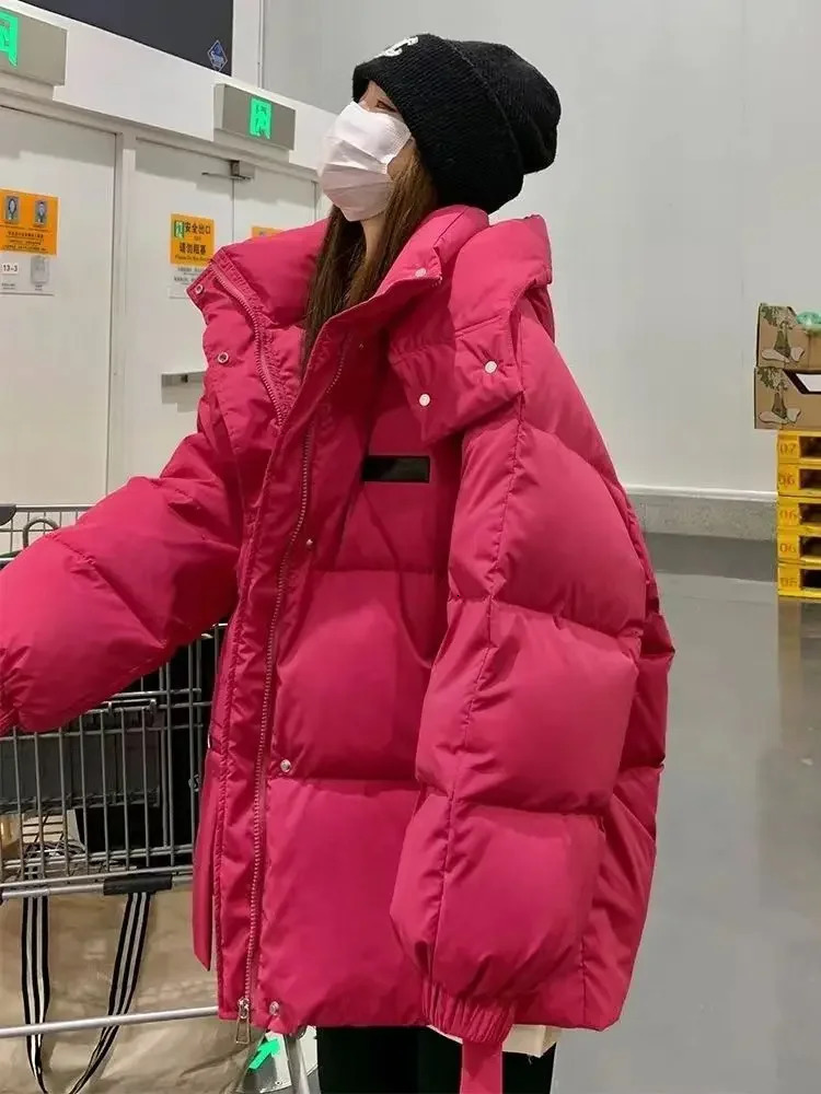 Winter Coat Women Clothing Trend Warmth Thick Puffer Jackets Parkas Bread Hooded Long Sleeve Outerwear Loose Tops 241018