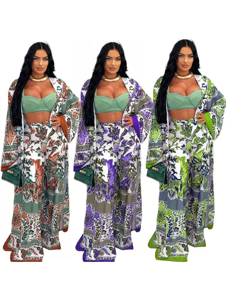 2 Piece Women Sets Arrival Summer Autumn Matching Sets Print Two Pieces Sets Tops And Pants Suits Outfits Clothing 241009