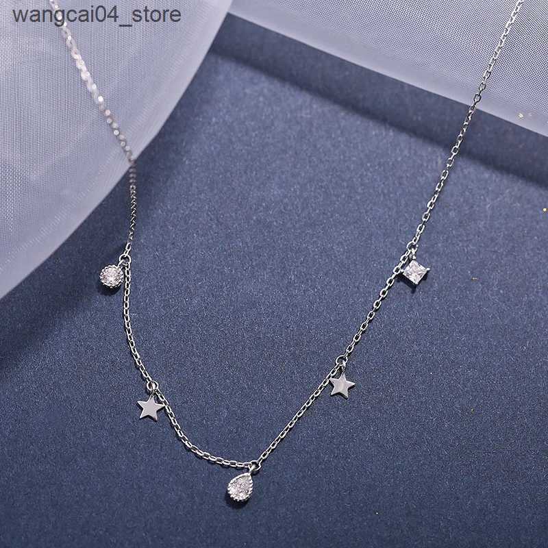 Chokers 2021 New 925 Pure Silver Star Kravik Chain Water Drop Tassel Choking Womens Elegant Jewelry Party Birthday Gift L240910