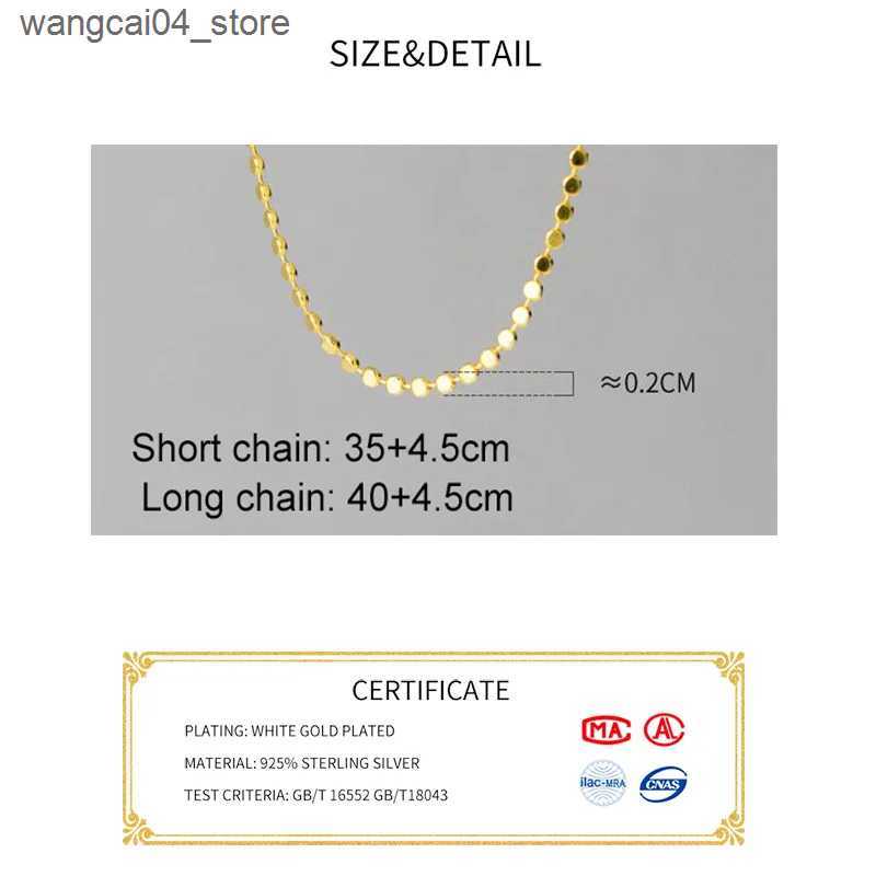 Chokers INZATT Real 925 sterling silver bead chain necklace suitable for fashionable women classic exquisite jewelry minimalist geometric Bijoux L2409
