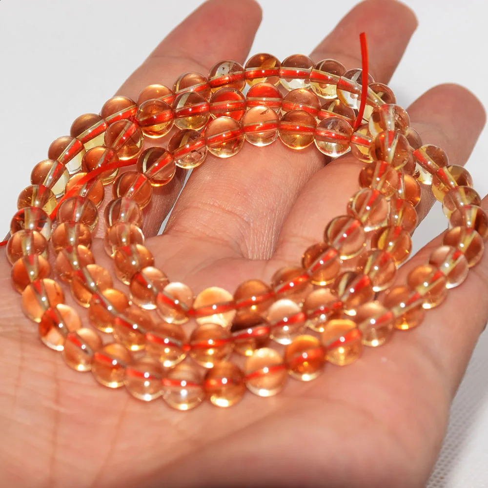 Yellow crystal stone bead bracelet womens natural lemon gemstone gift wholesale girls round jewelry 3 sets round 1 piece 241017