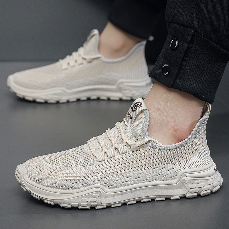 New Lightweight Soft Sole Men's Mesh Flyknit Summer Breathable Sports Student Comfortable Anti slip Casual Shoes