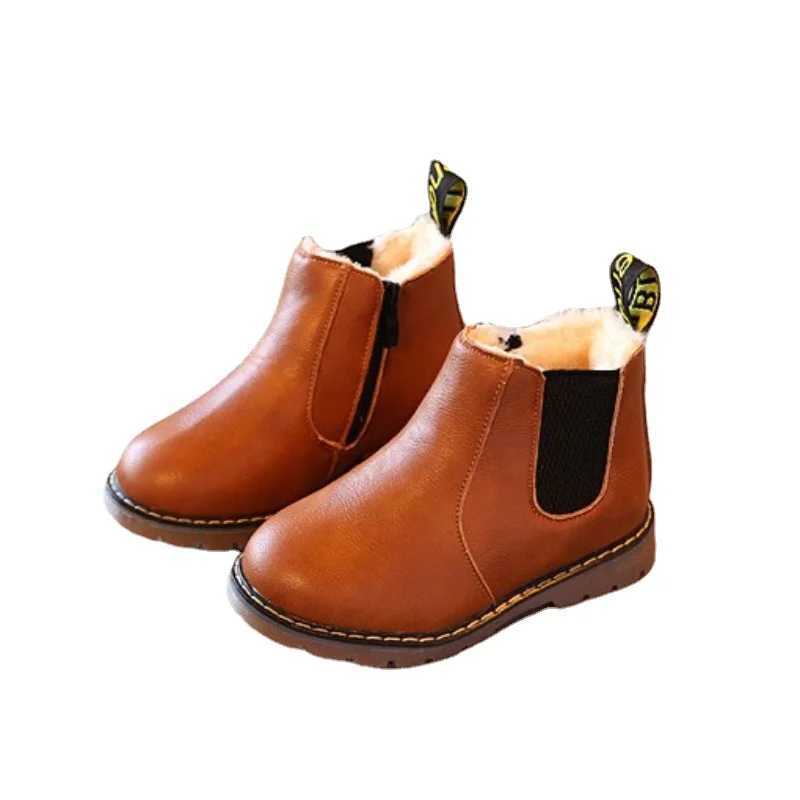 Boots Botas Soft soled Childrens Boots Autumn New Plush Boys Ankle Boots British Girls Boots Retro Fashion Short Boots Childrens Shoes Zapatos Ni a H2