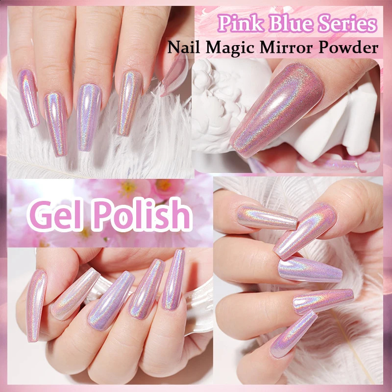 Manicure Set Nail Polish Set For Semi Permanent Polish Nail Art With MIni LED Lamp And Magic Mirror Powder Tools Kit 241017