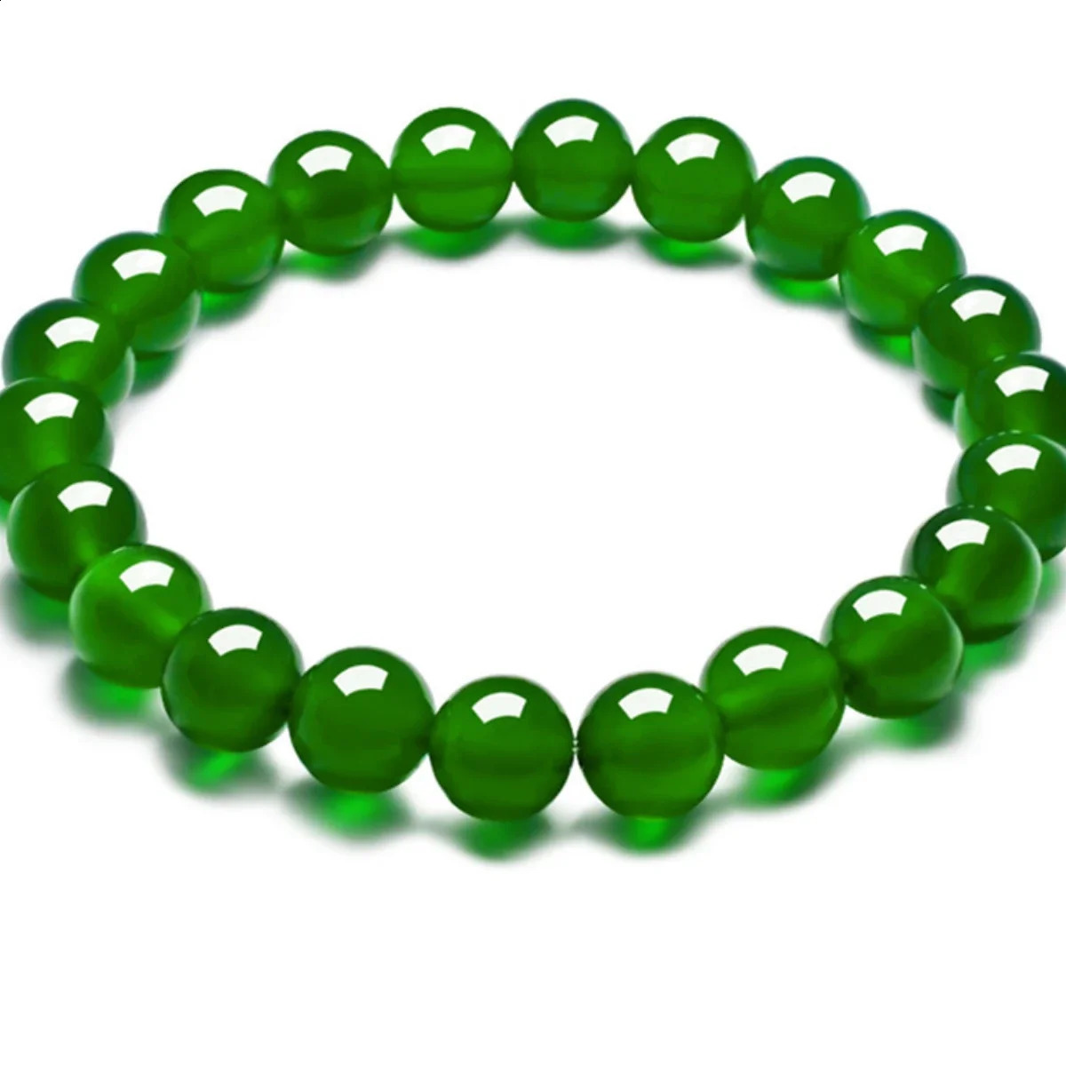 6/8/10/12/14mm Round High Quality Natural Green Agate Bracelet Natural Crystal Jade Classic Womens Agate Handmade Decoration 241018