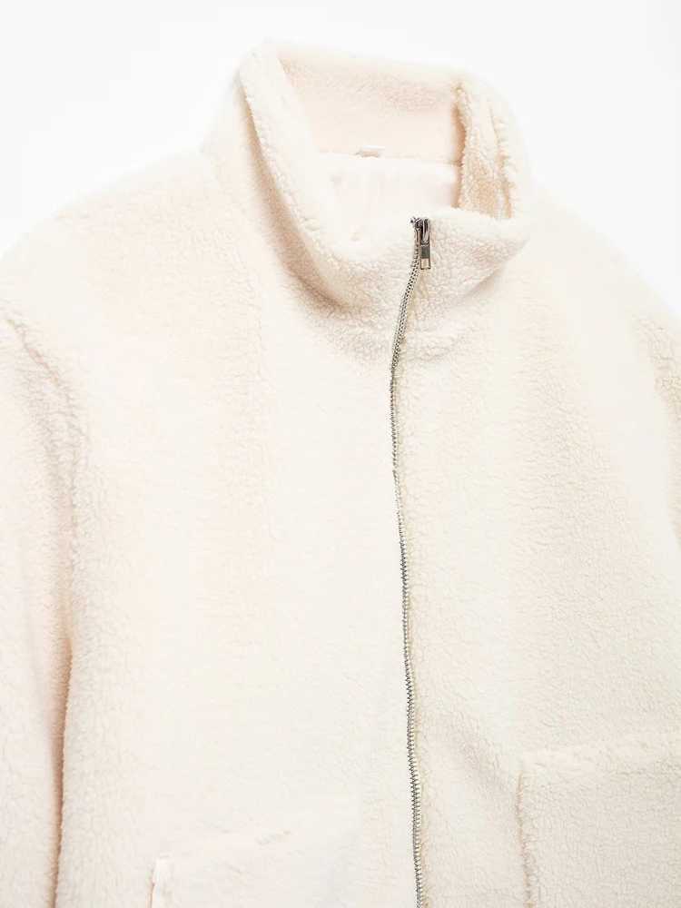 BZVW Lamb Wool Turtleneck Woolen Coat For Women Zipper Pockets Solid Color Minimalism Casual Coats 2024 Autumn New 25A9109X241018