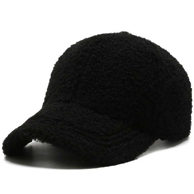 Winter Artificial Lamb Wool Solid Baseball Cap Women Men AutumnHats Keep Warm Cap Plush Baseball Caps Outdoor Sunshade Dad HatX241018