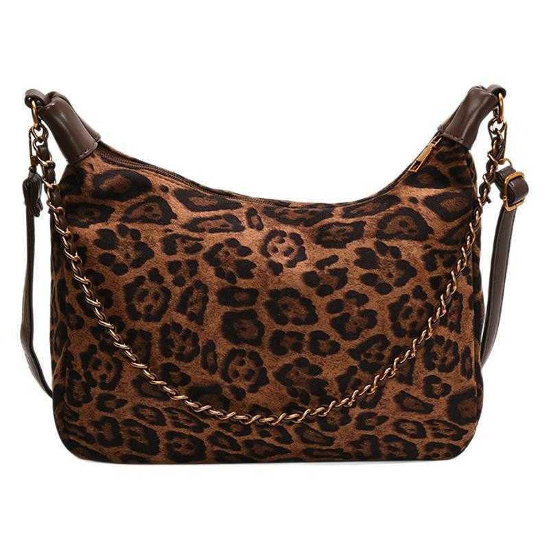 CMM Suede Leopard Print Jungle Spicy Girl Armpit Bag for Women New Handheld Shoulder Crossbody Bag French Stick Bag for Commuting