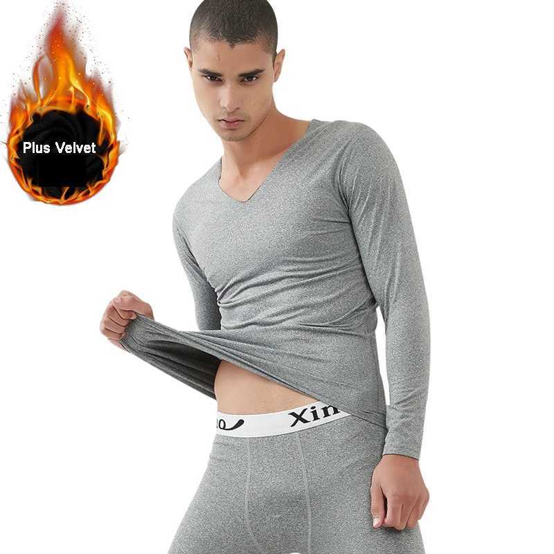 Men's Thermal Underwear Fancy Winter Hot Underwear Mens Long Wear Johns Kp Warm Hot Clothing Mens Hot Underwear Plus Velvet Size L-XXXL Y241018Y1