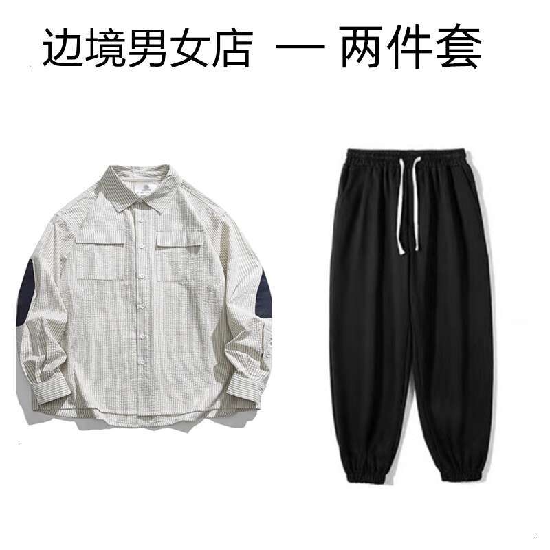 shanshi Men's shirts High street wide striped shirt, men's women's brand, spring autumn top trendy interior casual and handsome versati