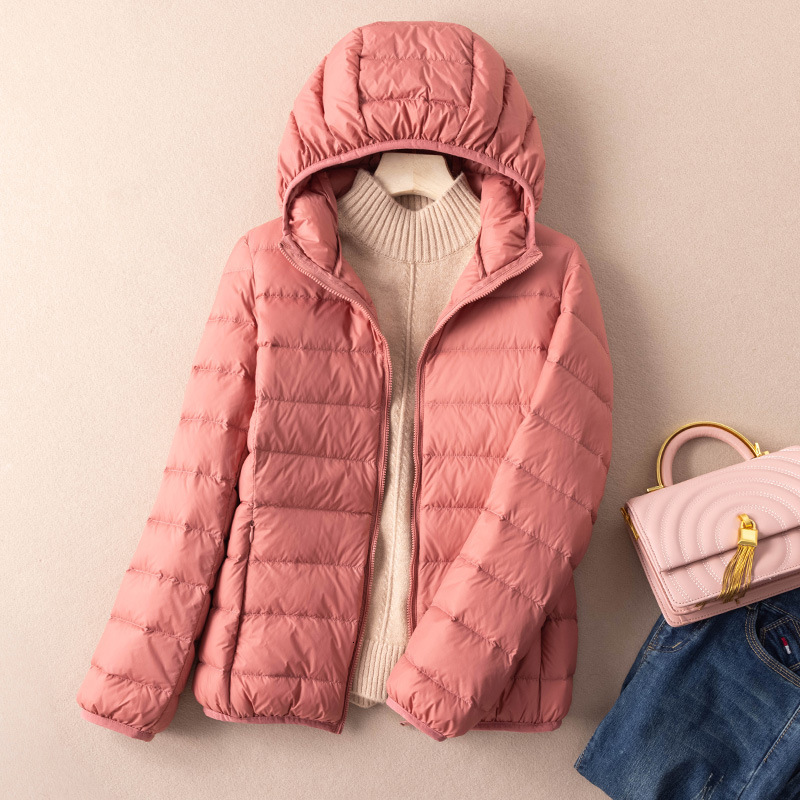 Women Autumn 2022 New Arrivals 90% White Duck Down Ultra Light Fashion Hooded Keep Warm Puffer Jacket