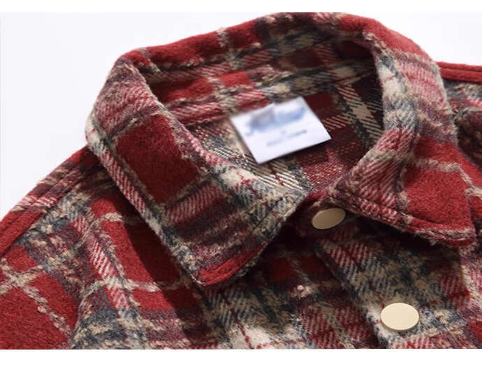 shanshi Men's shirts American plaid brushed long sleeved shirt men high street fashion brand spring and autumn niche high-end personalized jacket