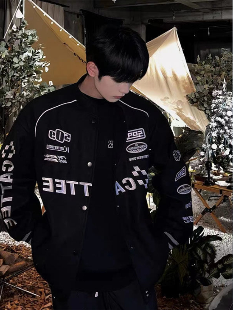 Gmiixder 2022 Hip-Hop Racing Spring Autumn Casual High Street Bomber Jacket Motorcycle Embroidered Baseball Uniform Coat