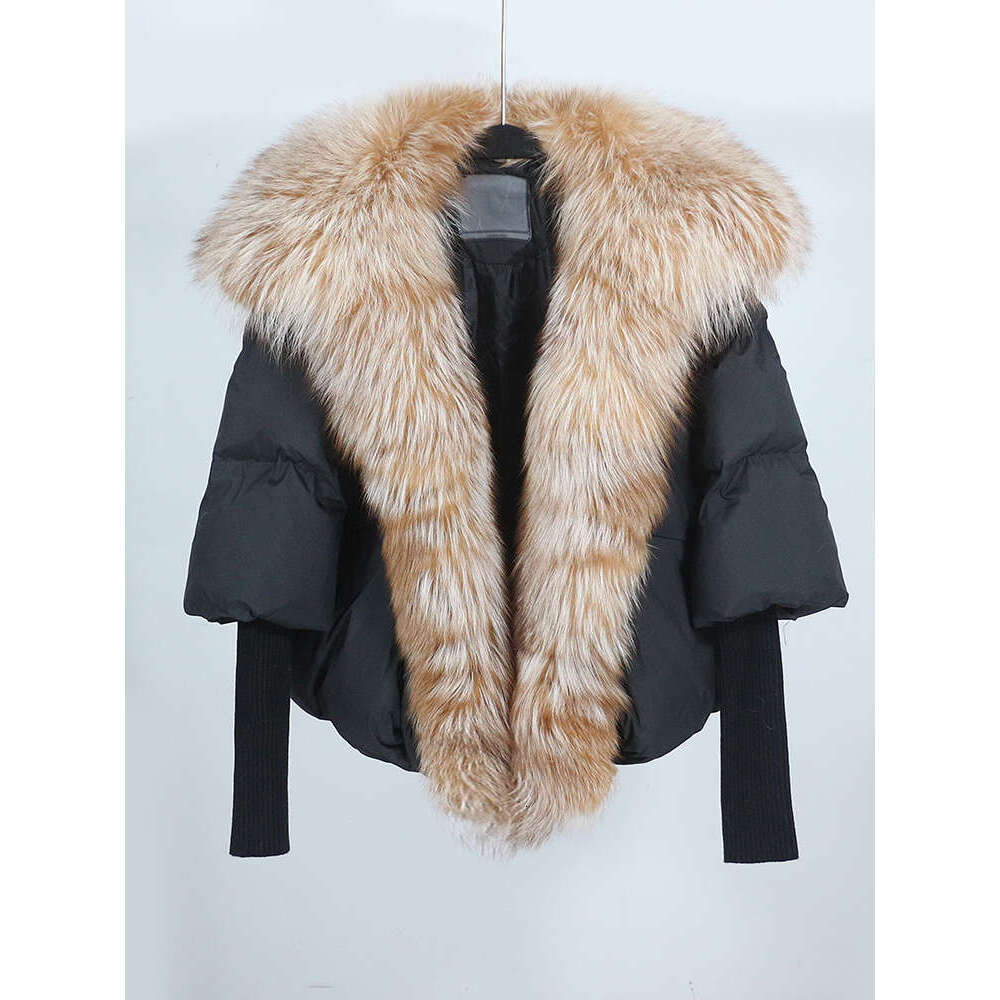 Loose Natural Real Fox Fur Collar Coat Thick New European Fashion White Duck Down Jacket Winter Women Warm Outerwear