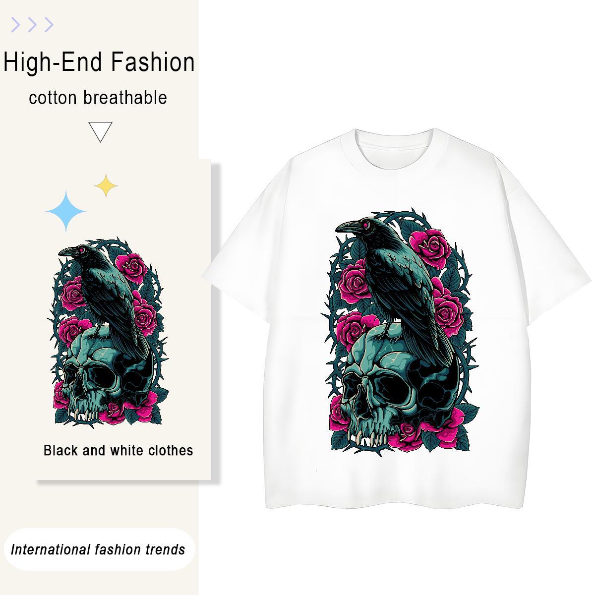 2024 Designer T Shirt For Woman 230g Pure Cotton O Neck Short Sleeves Outdoor skull Woman Tshirt Female Custom Printing Clothes Shirt