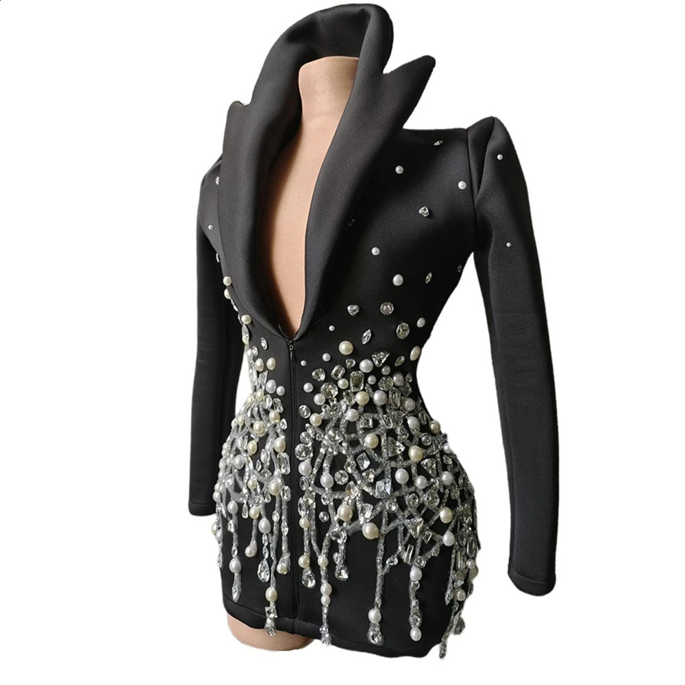 Sparkling sequins pearls rhinestone jackets sexy stage costumes DJ singers bars nightclubs jazz dance costumes performance costumes 241017