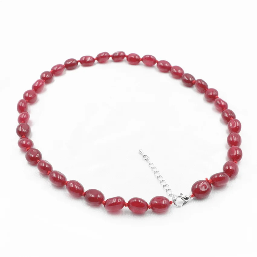 Natural Stone Bead Necklace Short Chain Red Rubber Crystal Irregular Necklace 9-11mm Necklace Gift Jewelry 18 A833 241018